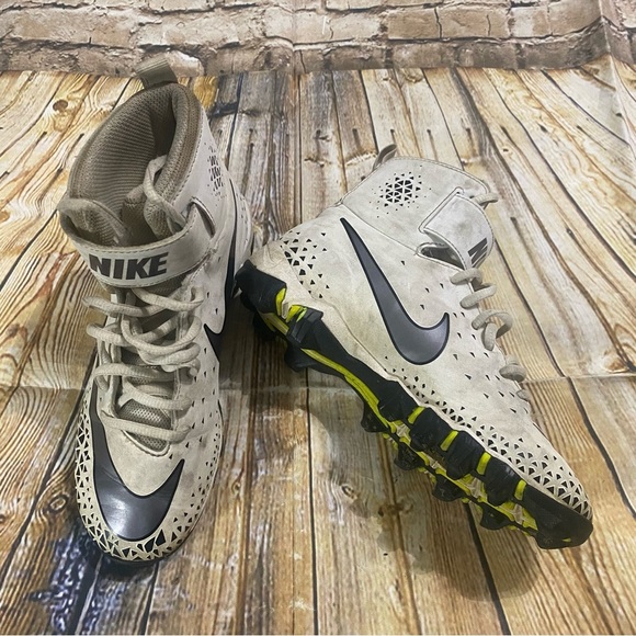 Nike Force Savage Shark High Top White Silver Football Cleats - Picture 1 of 5